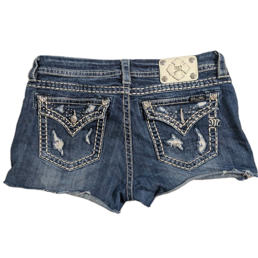 Miss Me Jeans Women's Size 32 Embellished Distressed Cut Off Shorts 35" Waist